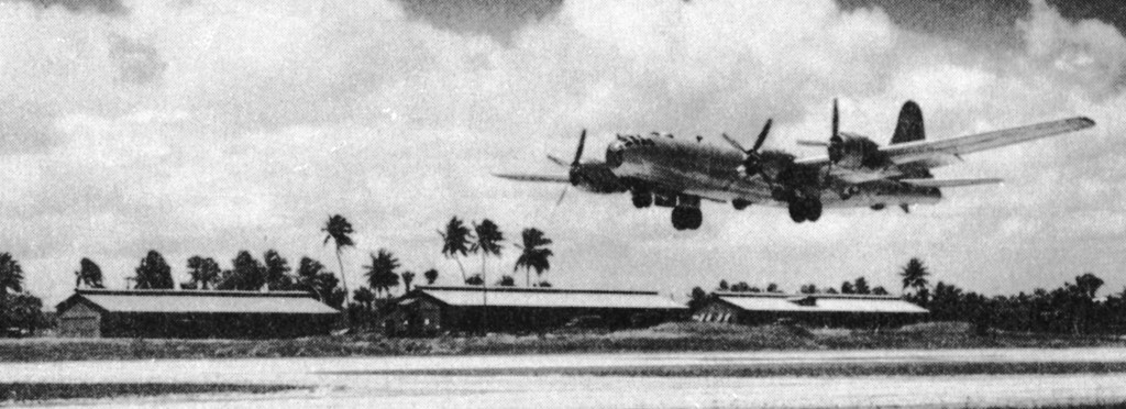 B-29 Superfortress landing at Borinquen Field, Puerto Rico as part of the “Gypsy Task Force” training, 1945.