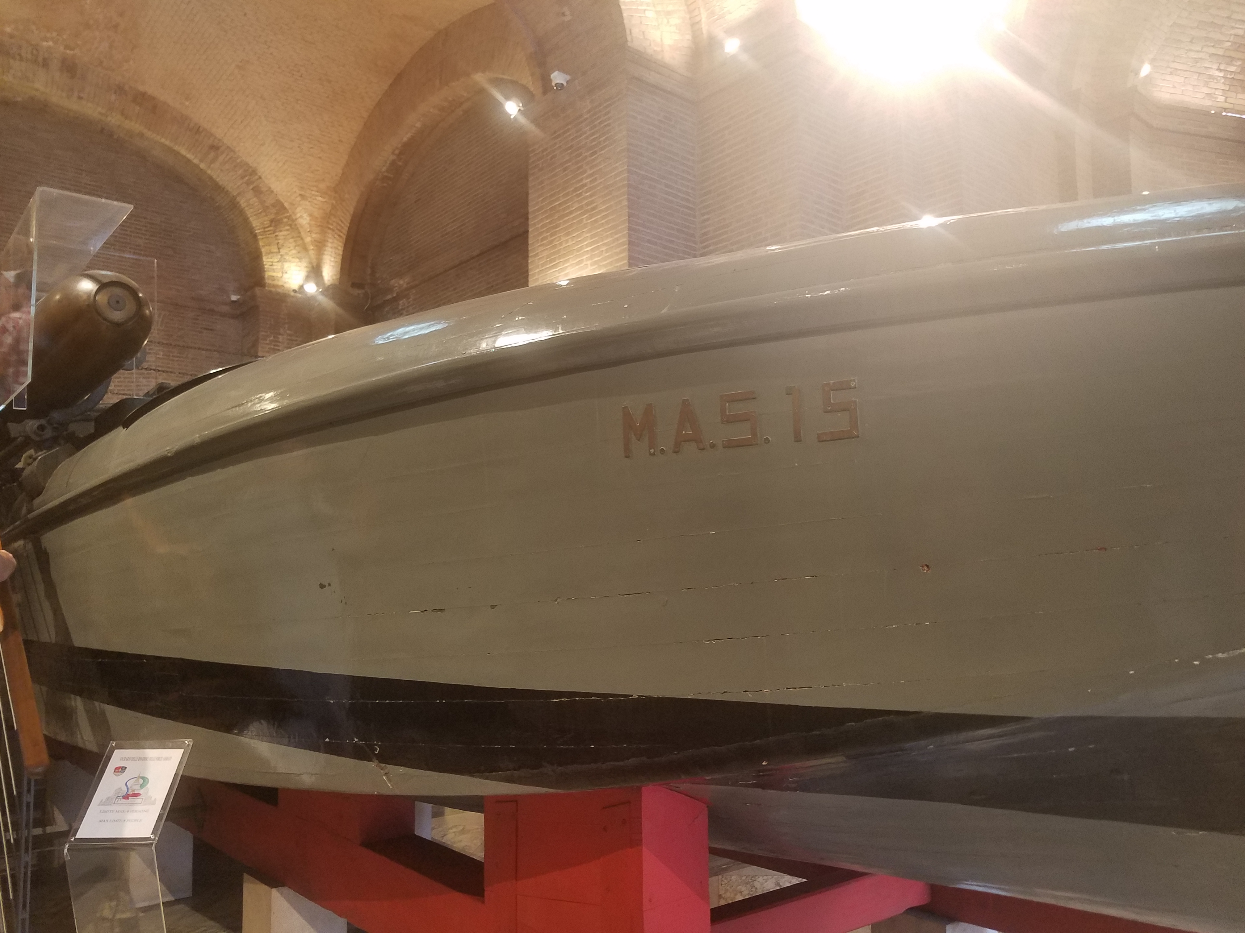 MAS 15 torpedo boat, Vittorio Emanuele II National Monument museum, Rome, Italy, 10 May 2018, photo 3 of 6