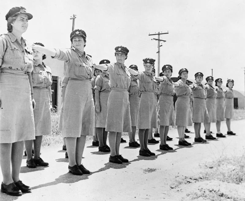 WAAF recruits during drill instruction, Egypt, date unknown