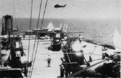 H-34 Chocktaw helicopters aboard USS Corregidor, off Lebanon, Jul 1958; seen in Oct 1958 issue of US Navy Naval Aviation News