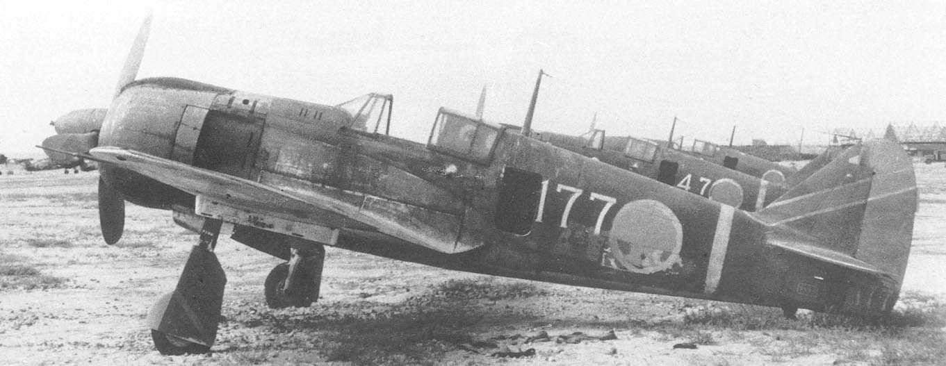 Ki-100-I-Ko fighters of 59th Sentai of 2nd Chutai of the Japanese Army at rest, Japan, 29 Aug 1945