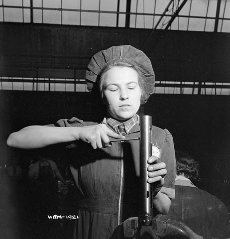 Female worker at the Small Arms Ltd. plant, Mississauga, Ontario, Canada, date unknown