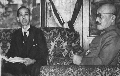 Vice Minister of Munitions Nobusuke Kishi and Prime Minister Hideki Tojo, Japan, Oct 1943