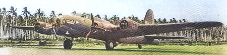 B-17E bomber of 42nd Bomb Squadron of USAAF 11th Bomb Group at Henderson Field, Guadalcanal, Solomon Islands, 1943 [Colorized by WW2DB]