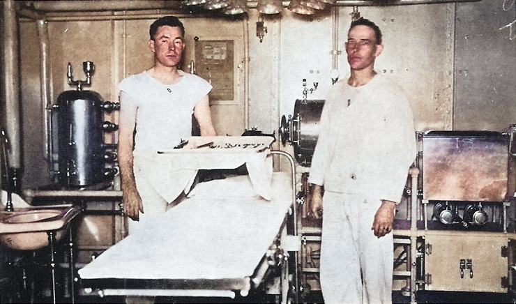 Surgical operating room aboard USS New Mexico, 1919 [Colorized by WW2DB]