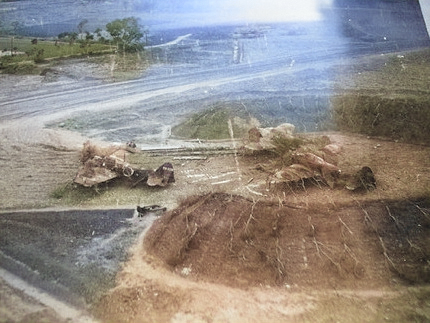 Japanese A6M fighters at Toyohara Airfield, Taichu (now Taichung), Taiwan, 1945, photographed by attacking US B-25 bombers [Colorized by WW2DB]