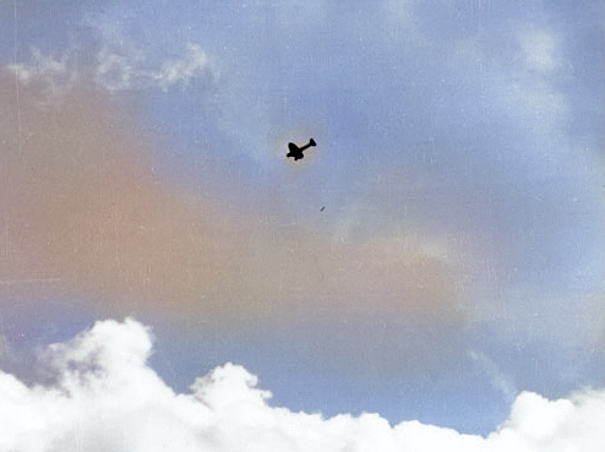 D3A1 Type 99 carrier dive bomber dropping a 250kg bomb over Pearl Harbor, US Territory of Hawaii, 7 Dec 1941 [Colorized by WW2DB]