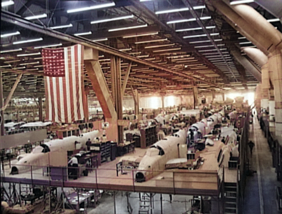 Ventura aircraft being built for the British Royal Air Force, Vega Aircraft Corporation plant, Burbank, California, United States, Jun 1941 [Colorized by WW2DB]