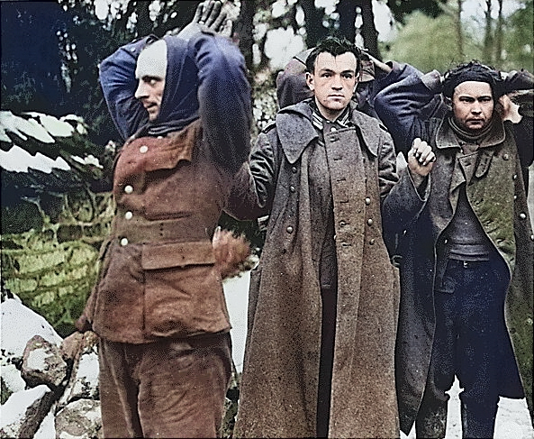 German prisoners of war, captured by men of US 82nd Airborne Division, Sep 1944 [Colorized by WW2DB]