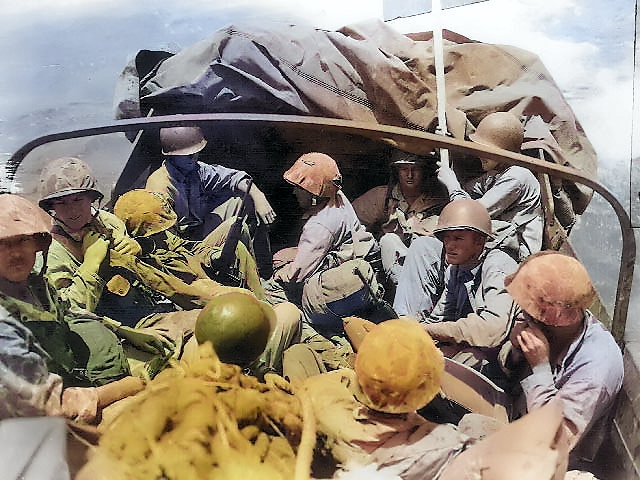 US Marines in the Mariana Islands, circa Jul-Aug 1944 [Colorized by WW2DB]