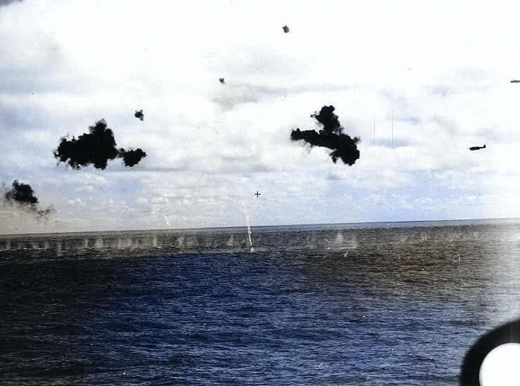 A B5N torpedo bomber approached Yorktown, 4 un 1942 [Colorized by WW2DB]