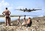 B-29 Superfortress taking off from Saipan, Dec 1944.