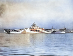 Carrier Yorktown (Essex-class) in camouflage Measure MS-33/10a at Puget Sound, Washington, US, Oct 1944.