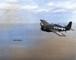 FM-2 Wildcat over the training carrier USS Sable, Lake Michigan, United States, 1944-45