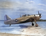 Captured Japanese N1K fighter being evaluated by the Allied Technical Air Intelligence Unit at Eagle Farm Airbase, Brisbane, Australia, 1945. Note the exaggerated USAAF markings, using the rudder stripes that had been eliminated 3 years earlier.