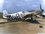 P-51B Mustang of the 351st Fighter Squadron at rest at RAF Raydon, Suffolk, Engalnd, UK. This was a squadron “hack” aircraft after being declared War Weary (Note ‘WW’ for War Weary added to the tail number). Oct 1944 - Mar 1945