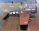 F6F-3 Hellcat of Fighting Squadron 1 aboard the Fleet Carrier USS Yorktown (Essex-class), 1944.