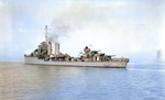 Port quarter of the destroyer Monaghan off Mare Island Naval Shipyard, California, Feb 17, 1942.