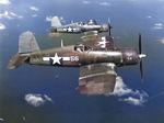 F4U-1A Corsairs of Marine Squadron VMF-113 over Eniwetok, Marshall Islands, 1944