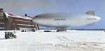 US Navy K-class airship of Airship Patrol Squadron ZP-11 on a snow covered ramp at NAS South Weymouth, Massachusetts, United States, Feb 11, 1944.