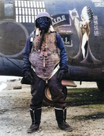 Major David G. Bellemere with the 455th Bomb Group standing in front of B-24H Liberator 