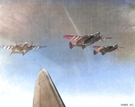 Northrop P-61 Black Widow night fighters of the 422nd Night Fighter Squadron in formation over Western Europe, late Aug 1944