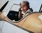 WASP Nancy Love in the cockpit of Fairchild PT-19 trainer, circa 1944, location unknown.