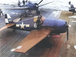 F6F-5 Hellcat aircraft of Fighting Squadron VF-17 on the deck of USS Hornet (Essex-class) off Japan, 1945.