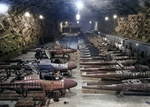 Partly completed Heinkel He-162 Volksjäger jet fighters in a salt mine at Tarthun (now Bördeaue), Germany, April 1945.