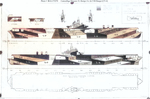 1944 plan for camouflage Measure 33, Design 1a for USS Ranger fleet carrier.