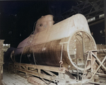 Post-war American photo of Japanese Koryu Type-D midget submarine mid-bodies in a production facility at Kure, Japan, 19 Oct 1945.