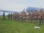 Members of the 82nd Airborne Division having their gear checked by the jumpmaster for the last time before entering their C-47 Dakotas for the Market Garden operation at Cottesmore airfield, England, 17 Sep 1944