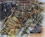 USAAF intelligence aerial photograph of the Auschwitz I main camp at Oświęcim, Poland taken 4 Apr 1944. This is a scan of an enlarged print taken from the original negative and captioned by the CIA in 1978.