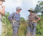 Joseph Stilwell speaking to a British officer, circa mid-1944