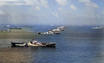 USS Wasp, USS Yorktown, USS Hornet, USS Hancock, USS Ticonderoga, and other warships at Ulithi Atoll, Caroline Islands, 8 Dec 1944, photo 3 of 3