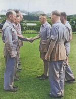 Lieutenant General Joseph Stilwell shaking hands with Major D. M. O