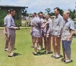 Lieutenant General Joseph Stilwell awarding the Purple Heart medal to Major Gordon S. Seagrave, India, mid-1942