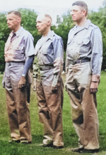 Lieutenant Colonel Frank Dorn, Colonel Robert P. Williams, and Lieutenant Colonel Frank Merrill receiving medals, India, mid-1942