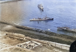 Aerial photograph from a USS Ranger plane showing three badly damaged French warships beached at Casablanca, French Morocco, 11 Nov 1942. They were damaged in the Battle of Casablanca 8 Nov 1942