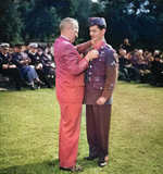 President Truman presenting the Medal of Honor to medical corpsman Desmond Doss at the White House, Washington DC, 12 Oct 1945. The medal was for actions on Okinawa, Japan. Photo 3 of 3.