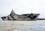 USS Hancock underway across Boston’s outer harbor, Boston, Massachusetts, United States, on her way to anchor at President Roads, 18 May 1944. Photo 2 of 3.