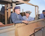 Lieutenant General Omar Bradley aboard USS Ancon, off Scoglitti, Sicily, Italy, Jul 1943