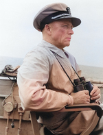 Rear Admiral Alan Kirk aboard USS Ancon, off Scoglitti, Sicily, Italy, Jul 1943