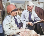 Vice Admiral H. Kent Hewitt and Rear Admiral Spencer Lewis aboard USS Ancon off Salerno, Italy, Sep 1943