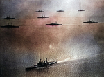 US Navy Battle Fleet entering Panama Bay during fleet maneuvers, probably 1923