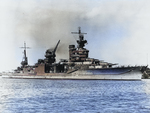 Cruiser USS Portland entering Pearl Harbor, Territory of Hawaii, 13 Jun 1942. Note the SOC Seagull scout plane on Portland