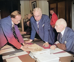 Harry Hopkins, Clifton Woodrum, and Edward Taylor, Capitol Building, Washington, United States, 20 Apr 1938