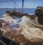 USS New Jersey being refueled in rough post-storm condition, date unknown, photo 3 of 3