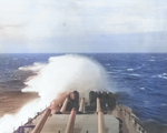 USS New Jersey at sea after a storm, date unknown