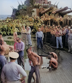 Public humiliation of Japanese prisoners of war aboard USS New Jersey, Dec 1944, photo 5 of 6